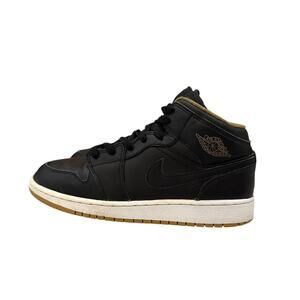 Nike Air Jordan 1 Shoes Black Leather High Top Shoes Size Women's Size 7.5